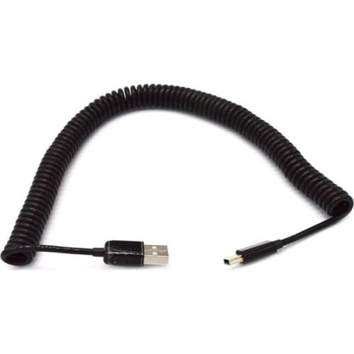 USB 2.0 Expansion Spring Coiled Cable 10 inch to 105 inch Standard Spiral Flexible Active Extension USB 2.0 Type A Male to Mini