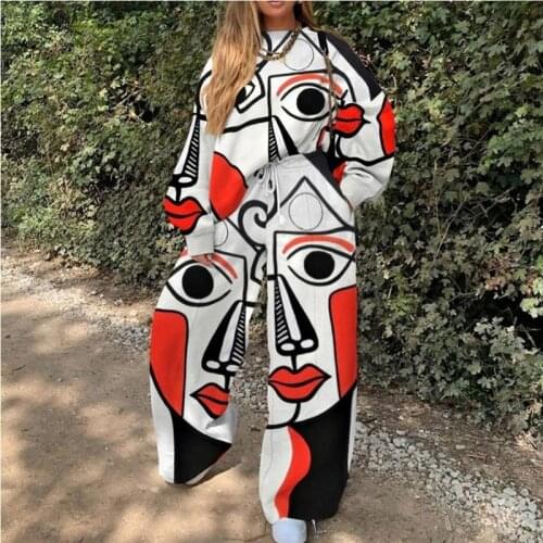 2020 Dashiki African For Women Sweatshirt Pants Suit 2 Piece Womens Set Tracksuit Autumn Tops Loose Casual Girls Plus Size 2XL