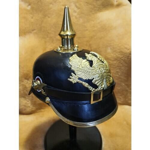 Leather Retro Helmets Wearable mask decorative cosplay prop World War I German Prussian Helmet