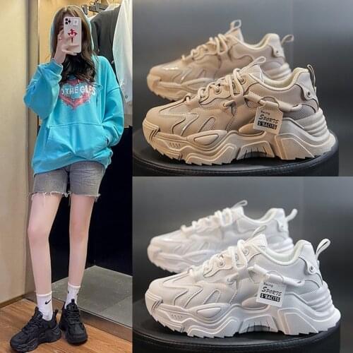 Dad shoes female ins street shooting tide 2021 new summer sponge cake thick-soled breathable mesh all-match sports casual shoes