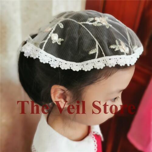2 pcs Girls Lace Small Catholic Mantilla Veil for Church Round Child HeadCovering Latin Mass Mantilla Velo de Novia Mantille