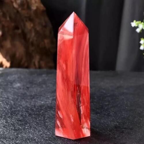 MOKAGY Large Size Red Smelting Crystal Point Reiki Treatment Stone 1PC