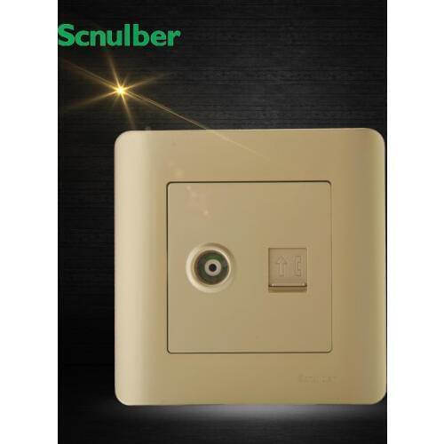 86mm champagne TV and Telephone RJ11 wall switch Socket Outlet