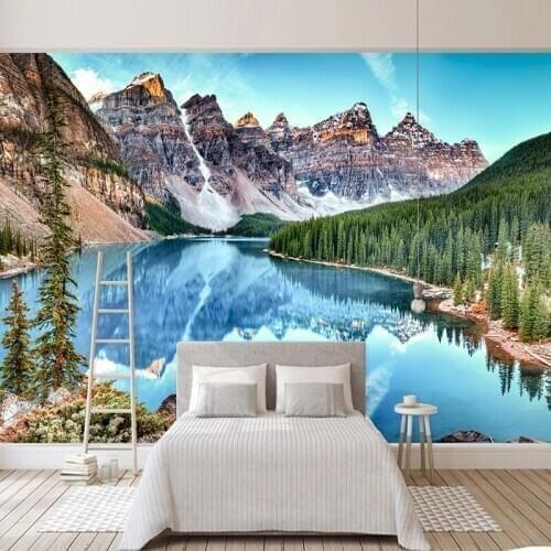 Custom Size Lake Snow Mountain Landscape 3D Photo Wallpaper Hall Living Room Aisle Bedroom Wall Decor Painting Mural Home Decor
