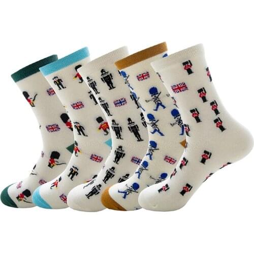 Women Socks Multicolor Little Soldiers National Flag Kawaii Happy Socks Harajuku Socks Ladies 100% Cotton Unisex Men Women