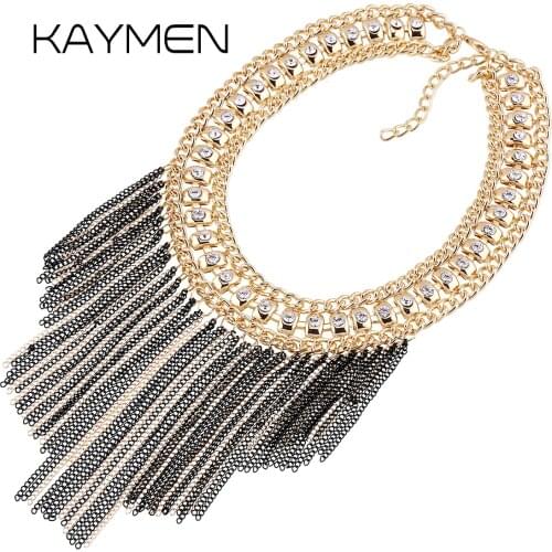 KAYMEN Jewelry New Arrival Tassels Choker Necklace for Girl Wholesale Good Quality Chains Statement Necklace Wedding Party
