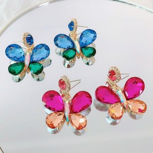 MWSONYA New Korean Bowknot Drop Women Earrings 2021 Trend Fashion Colorful Crystal Butterfly Summer Holiday Brincos Jewelry Gift