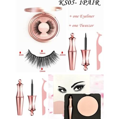ONE pair Magnetic Eyelashes Eyeliner 5 Magnet Natural Short Magnetic False Lashes Set Magnetic Eyeliner Tweezer Makeup Tool