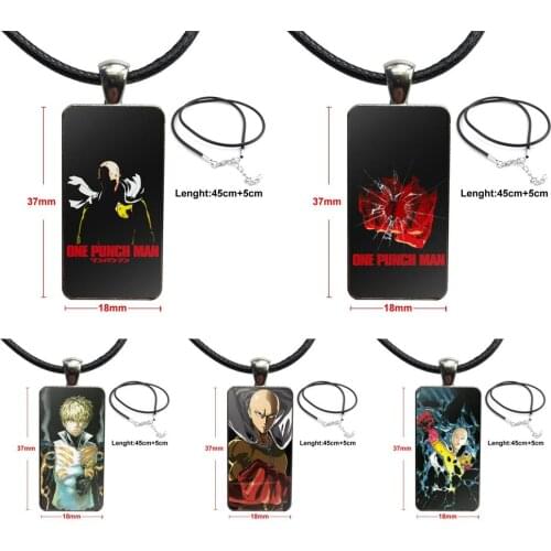 For Wedding Glass Cabochon Pendant Necklace Rectangle Fashion Necklace Fashion Saitama One Punch Man