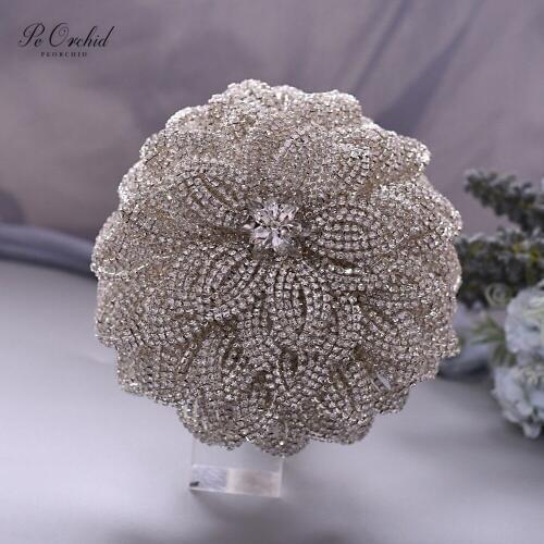PEORCHID Luxury Wedding Bouquet Crystal Bridal flower Bling Brooch Bouquet With Rhinestones Ramos De Novia 2020 New