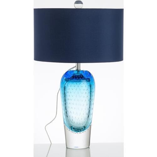 Postmodern Art Deco Blue Iron Glass Fabric LED Lamp.LED Light.Table Light.Table Lamp.Desk Lamp.LED Desk Lamp For Bedroom