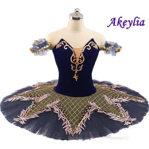 Professional Ballet Tutu Navy Blue Classical Performance Concert Competition Ballerina Ballet Stage Costume Pancake Tutus Girls