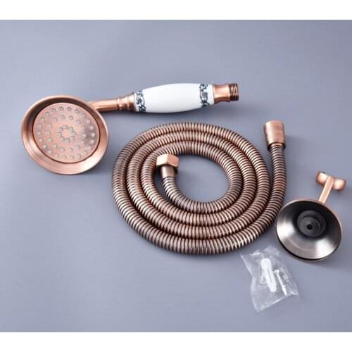 Antique Red Copper Brass Bathroom Telephone Shape Hand Spray Handheld Shower head 1.5m Hand Held Shower Head Hose & Wall Bracket