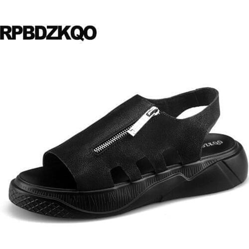 Sandals genuine leather sneakers designer shoes men high quality sport black luxury summer open toe outdoor native platform