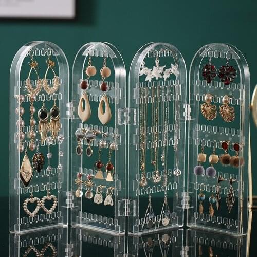 Earring Storage Box Jewelry Organizer Necklace Display Rack Foldable Holder Storage Cabinet Plastic Box 4 Doors 240 Holes ZM827