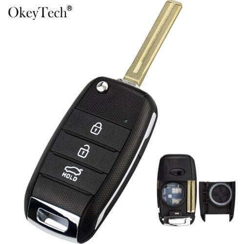 OkeyTech 3 Buttons Flip Folding Remote Key Case with key for KIA K2 K3 K5 Carens Cerato Forte Car Fob Cover free shiping