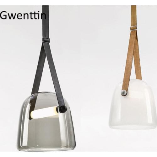 Modern Mona Glass Pendant Lights Led Belt Hanging Lamp for Living Room Bedroom Kitchen Fixtures Suspension Luminaire Home Decor