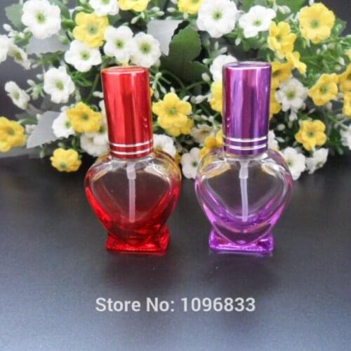 8ML 8CC Glass Perfume Bottle Heart-shaped, Cosmetics Spray Bottles, Parfum Sample Bottle, Perfume Atomizer. 50pcs/Lot