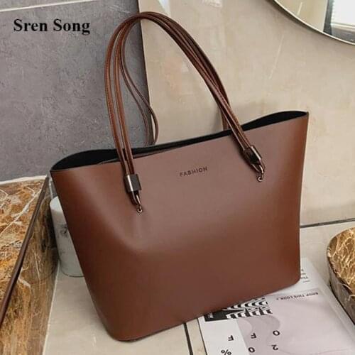 Tote Shoulder Bags Female New 2021 Fashion Solid Color Tote Handbags Trendy Shopping and Travel Bags Large Capacity Casual Bag