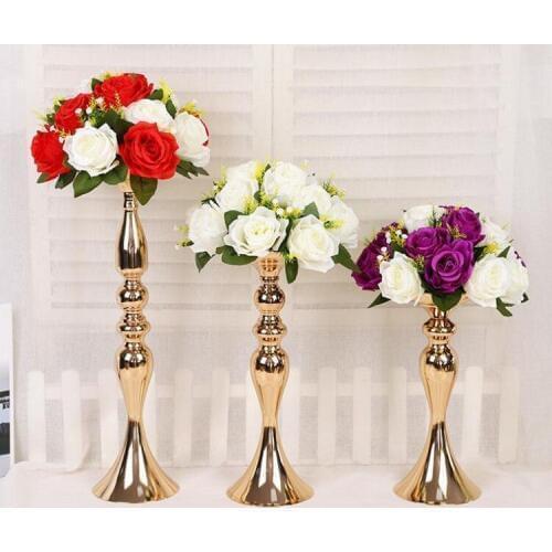 Wedding Candle Holder 32/38/50cm gold silver candlestick home decoration road lead table vase flower arrangement wedding props