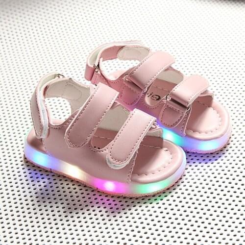 2021 High Quality Lighting Child Fashion High Quality LED Shiny Kids Sneakers Hook Baby Girl Boys Shoes