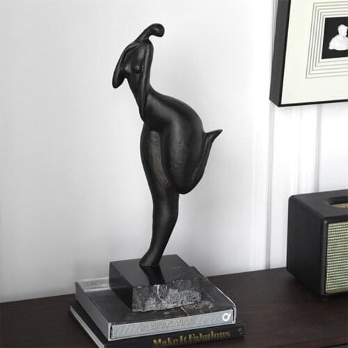 56CM VINTAGE ABSTRACT SHY LONG HAIR GIRL STAND ON INCOMPLETE BLACK MARBLE STATUE HOME CRAFTS ROOM DECOR OBJECTS METAL SCULPTURE