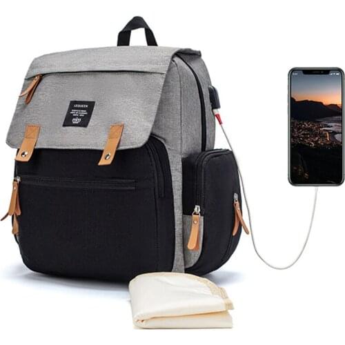 USB Waterproof Diaper Bag Mommy Diaper Bag Multifunctional Folding Outing Backpack Large Capacity