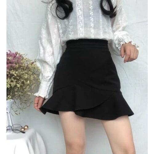 2021 Fishtail Skirt Spring and Autumn New High Waist Slimming Flounce A- line Skirt Hip Skirt Short Skirt Womens Clothing