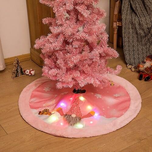 Christmas Tree Skirt Fringe Trim Non-woven Fabric Pink Hotel Lamp Home Decoration Plush Floor Fur Mat