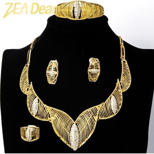 ZEADear Jewelry Sets Hot Sale Gold Planted Bridal Wedding Zircon Earrings Necklace Bracelet Ring For Women Romantic Trendy Gift