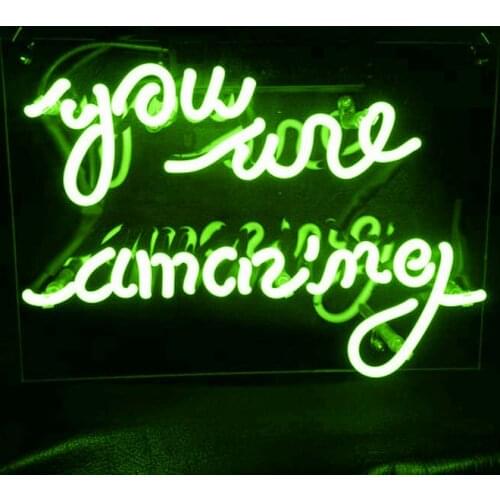 Custom You are Amazing Green Acrylic Neon Light Lamp Sign Beer Bar Handmade Real Glass Decorate Home Wall Room Windows Tube