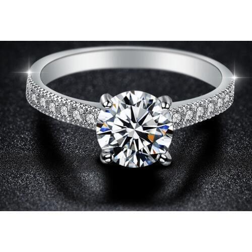 Beiver 2019 Fashion Classic Four Claw AAA Zircon Wedding Rings for women Jewelry Wedding Engagement Female Crystals Ring Gift