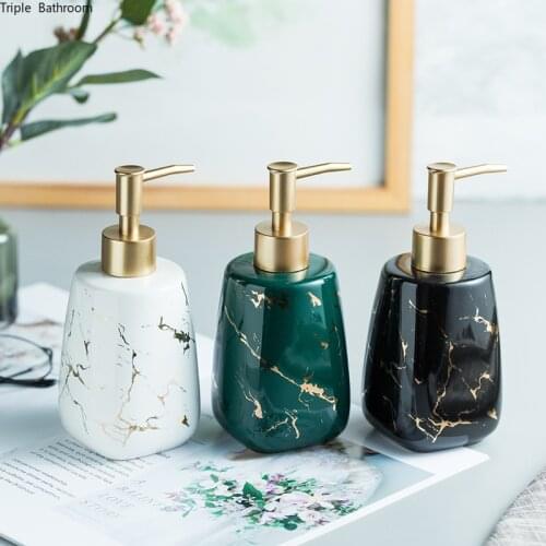 Nordic Ceramic Soap Dispenser Marbling Bathroom Lotion Bottles Sanitizer Holder Wristband Hand Dispenser Kitchen Accessories