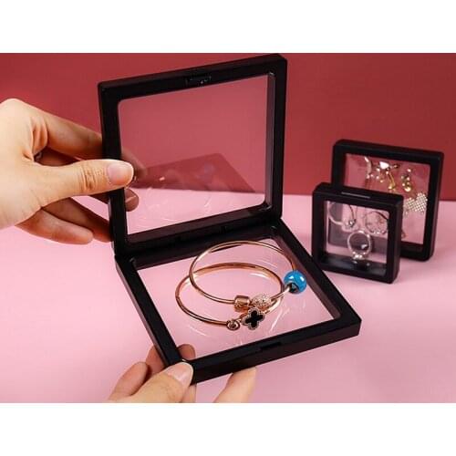 1Pc PE Film Jewelry Storage Box Brooch Coin Gems Jewelry Storage Box Dustproof Exhibition Decoration Floating Ring Case