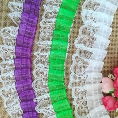 1Yard 90cm Latest High Quality Lace Green Pink Lace Fabric 4.5cm Black White Tulle Lace Fabric Sewing Trim encajes dentelle