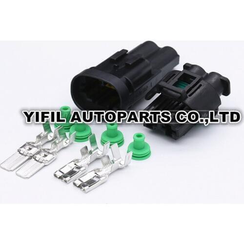 10sets/lot 2 Pin/Way Female And Male Water Tank Electronic Fan Plug High Current Connector For Nissan Qashqai