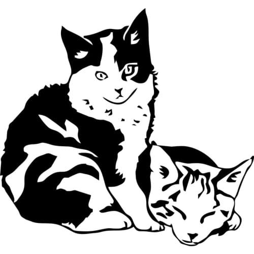 15.2*14.2CM Cute Pet Cat Window Decoration Car Decals Automobile Styling Funny Animal Stickers Black/Silver C6-0371