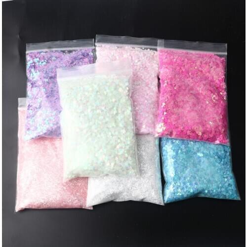 50G Nail Polish Sequins Symphony Glitter Powder Candy Color Sequins Neon Pigment Powder Love Star Handicraft Sequin Decoration