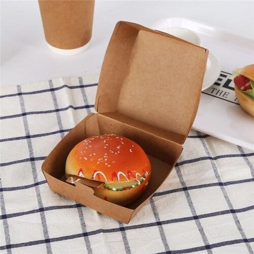 50Pc Kraft Paper Hamburger Box Environmentally Friendly Food Takeaway Box Food Packaging Box Dessert Cake Wedding Party Supplies
