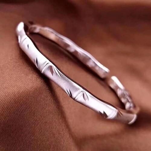 925 Sterling silver cuff Bangles for women men bamboo bracelets high quality fashion classic party wedding jewelry Holiday gifts