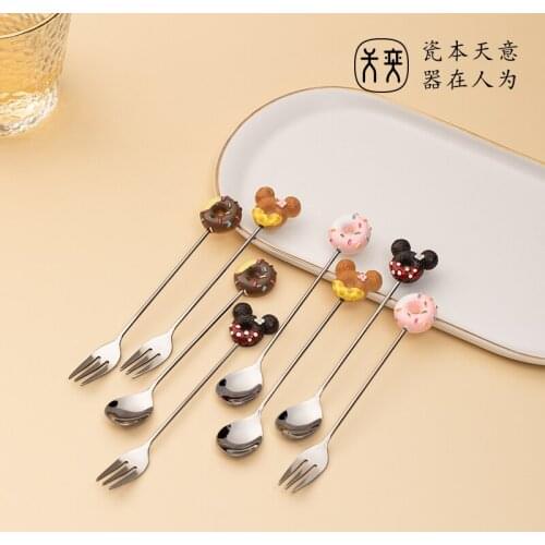 Kichen Accessories Cake Fork Food Decor Children Fork And Spoon Fruit Fork Set