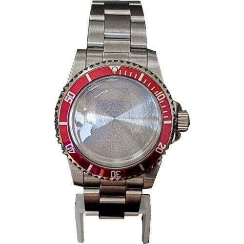39.5MM Red Accessories Parts Brushed Aluminum Bezel Watch Case Set Fit For Japanese NH35 NH36 Movement