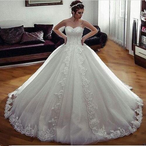 Plus Size Arabic Wedding Dress Vestido De Novia Princess Lace applique beads Bridal Gown Sexy Ball Gown Wedding Dresses
