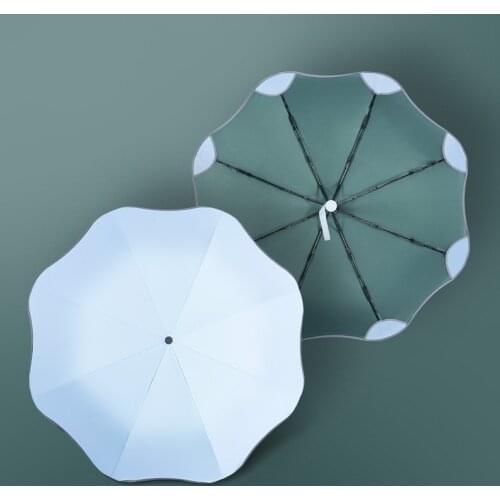 New umbrella lace 3fold automatic umbrella Sun umbrella Sun protection UV umbrella rebound-proof rounded umbrella Sun umbrella