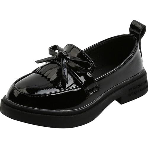 2021 Autumn Spring New Girls Shoes Children Leather Shoes Tassels Fringes Soft PU Patent Leather Kids Flats Oxfords Soft Loafers