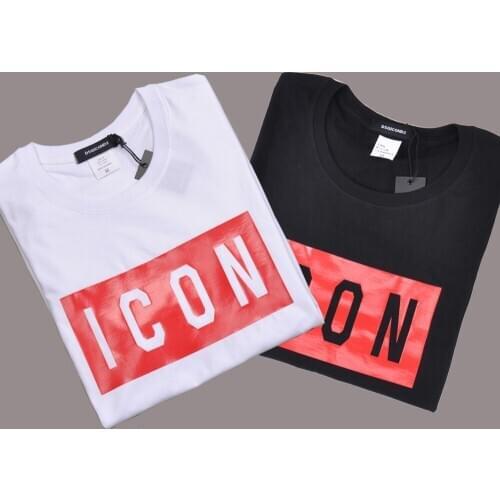 DSQICOND2 On sale White & Black Casual T-shirts ICON Printed Men Fitness designer Mens o neck Man T-shirt For Male Tshirts