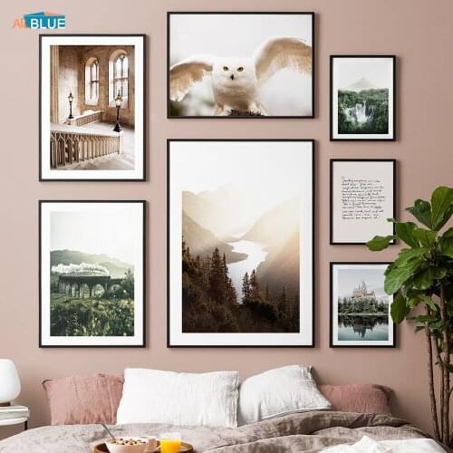 Sunshine Scenery Photography Picture Forest Landscape Poster Snowy Owl Canvas Painting Nordic Print Home Decor Wall Art Bedroom