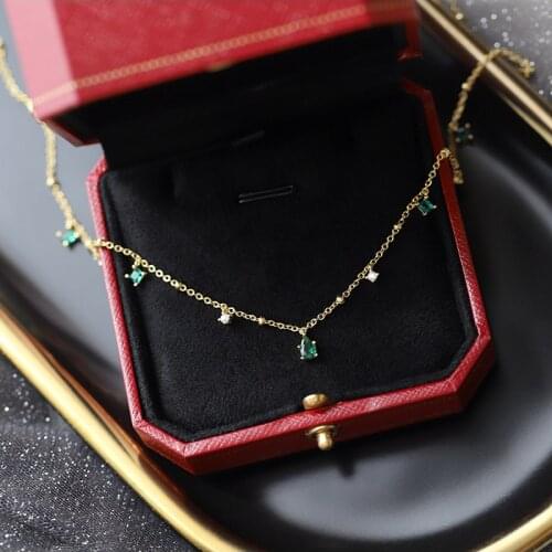 Vintage Emerald Maidens Thin Necklace Collar Slim Septum Bead Short Neck Chain Collarbone Chain Gold And Silver Necklace Femme