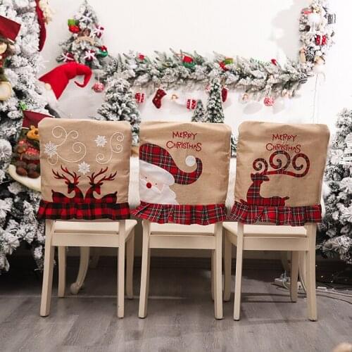 2021 Santa Hat Chair Covers Christmas Decor Dinner Chair Xmas Cap Sets Dinner Table Hat Chair Back Covers For Home