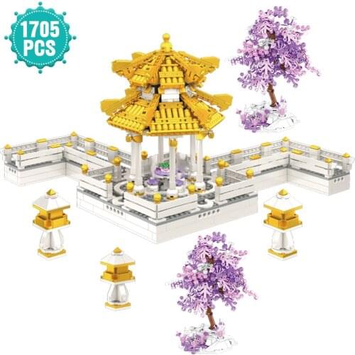 Creator Expert Architecture Building Block Chinese Style Hexagonal Pavilion Bricks DIY Assembly Toys Girls Friends Gifts